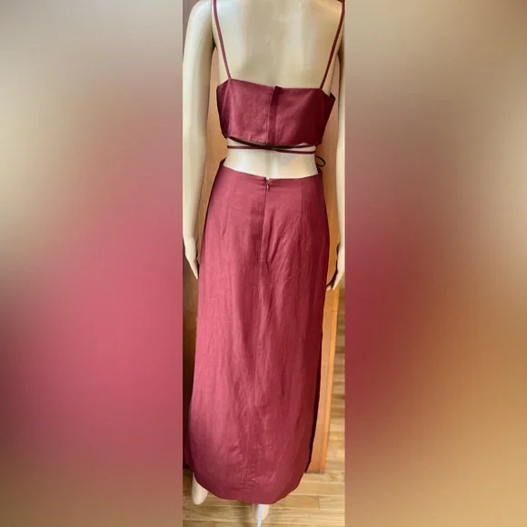 HALSTON NWOT Eli Viscose Linen Blend Brick Dress Size 2 - Picture 8 of 13